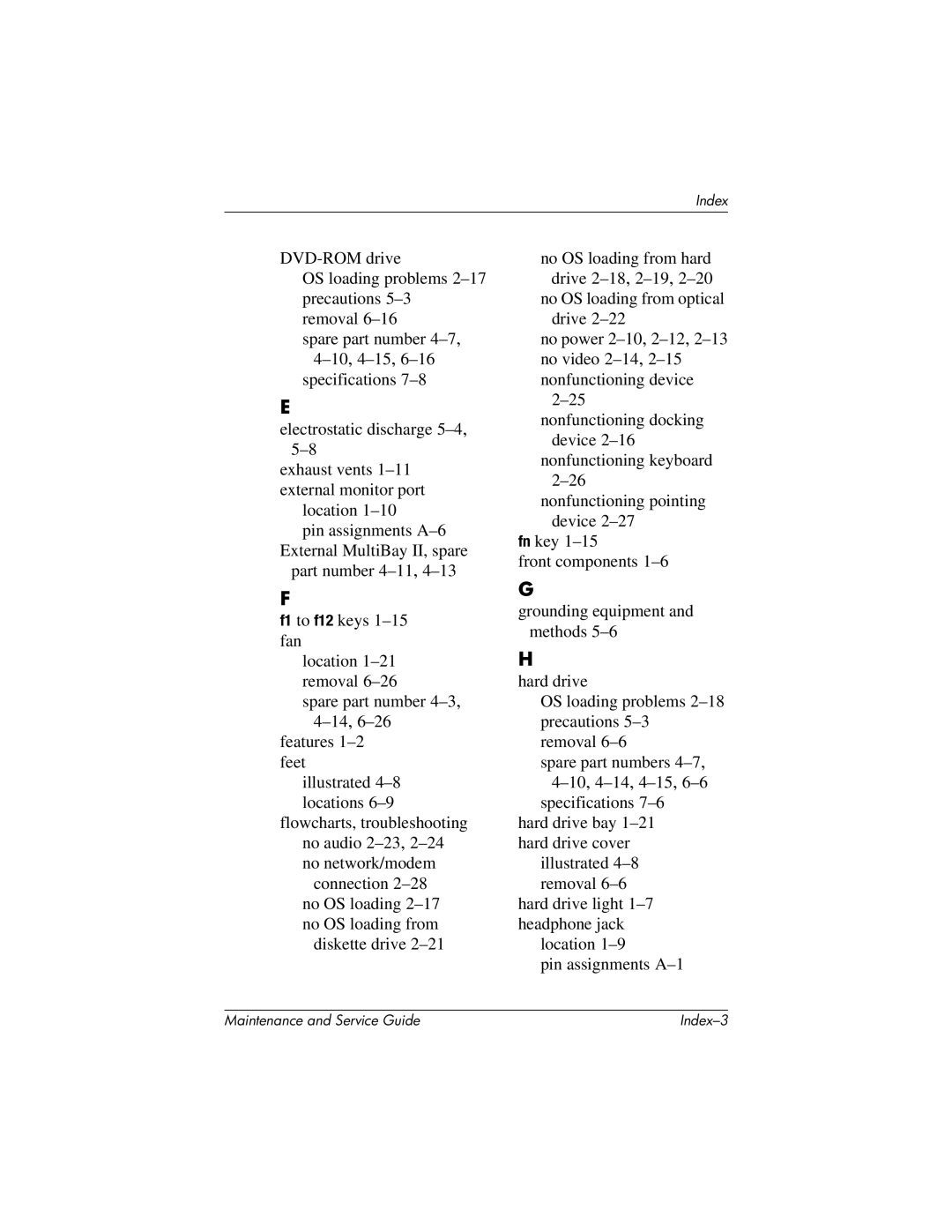 HP nx6130 manual Index-3 