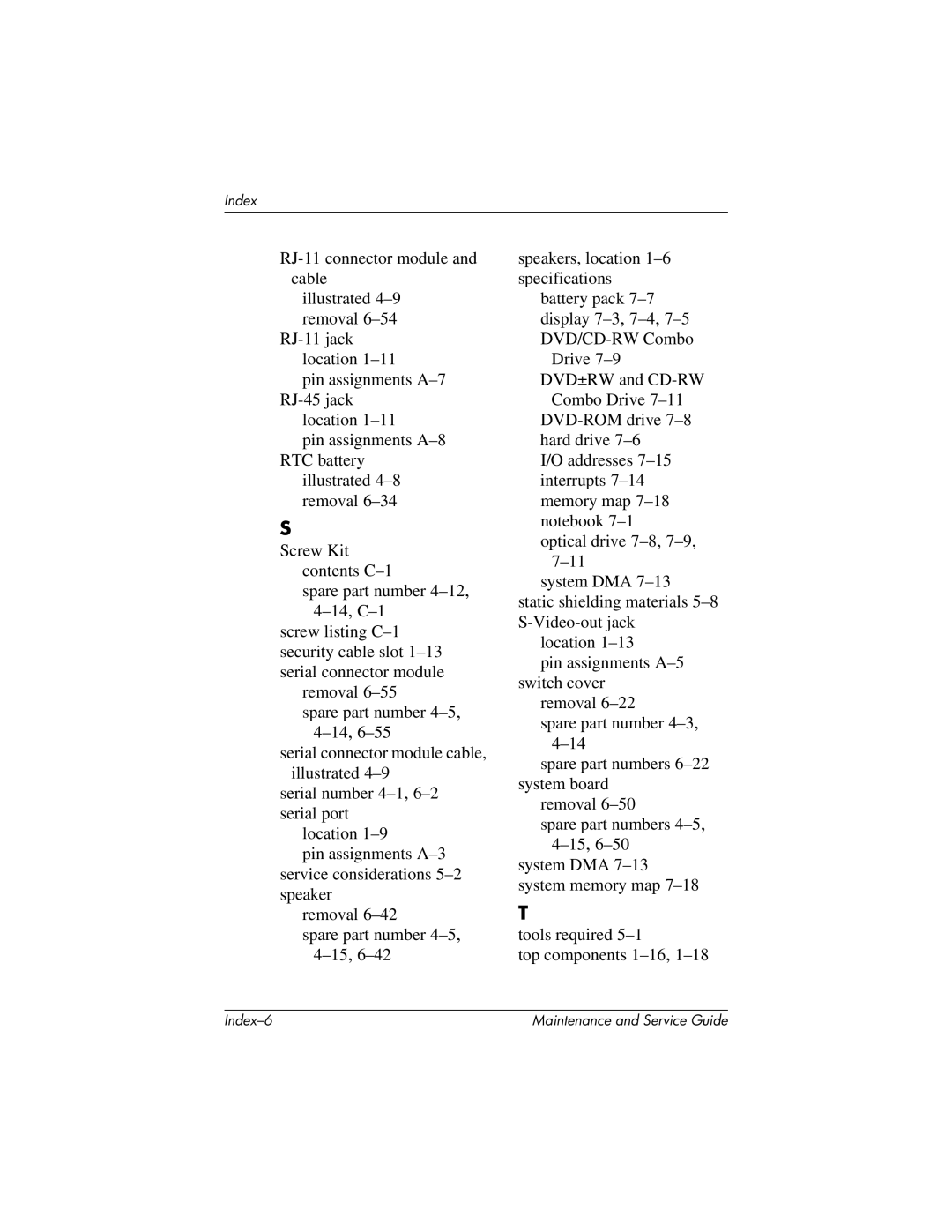 HP nx6130 manual Index-6 