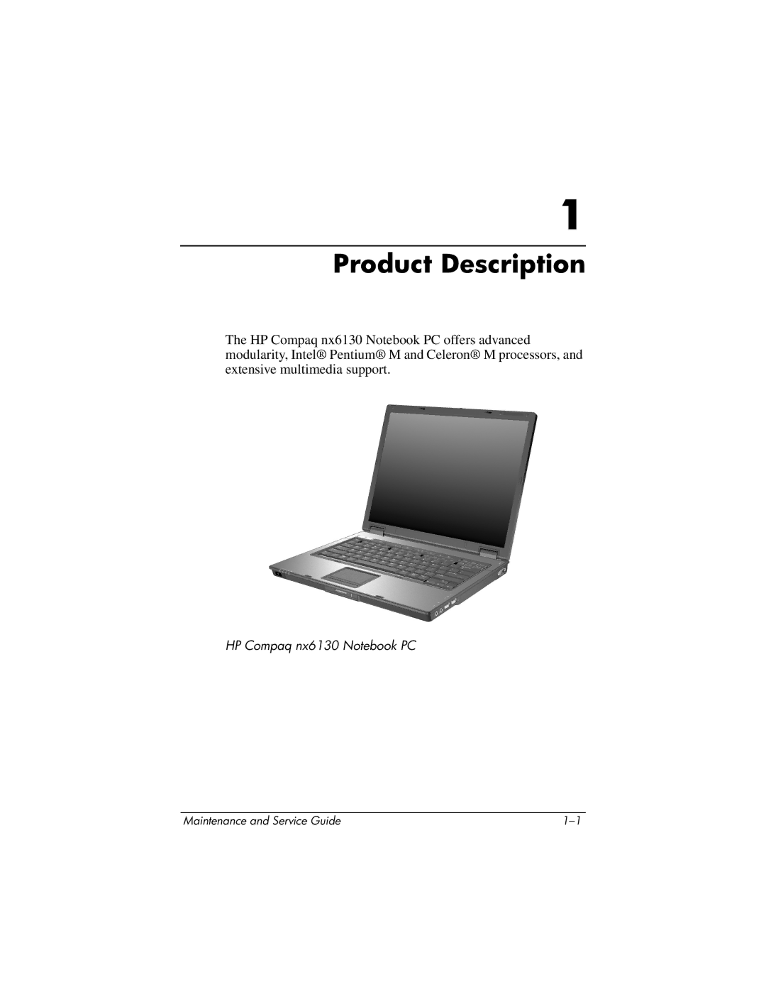 HP nx6130 manual Product Description 