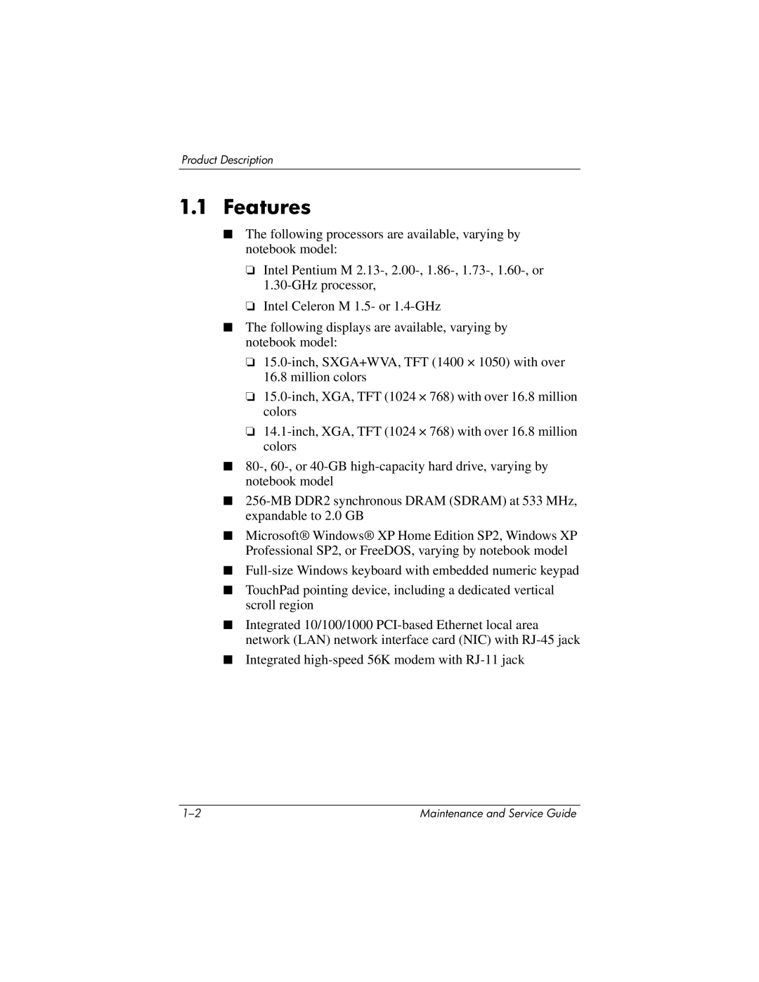 HP nx6130 manual Features 