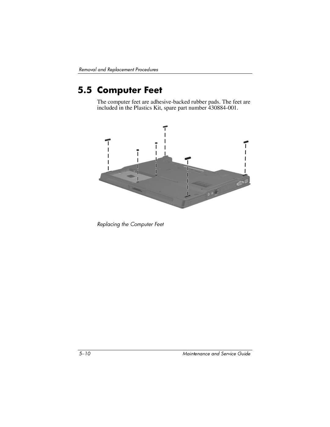 HP nx6315 manual Computer Feet 