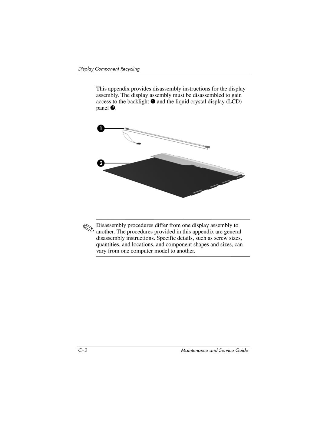 HP nx6315 manual Display Component Recycling 