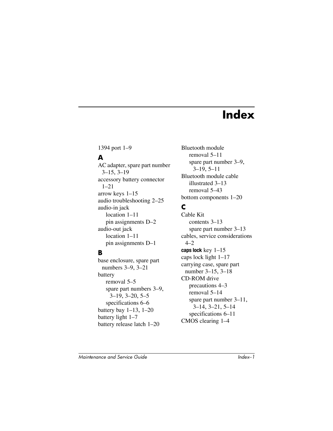 HP nx6315 manual Index 