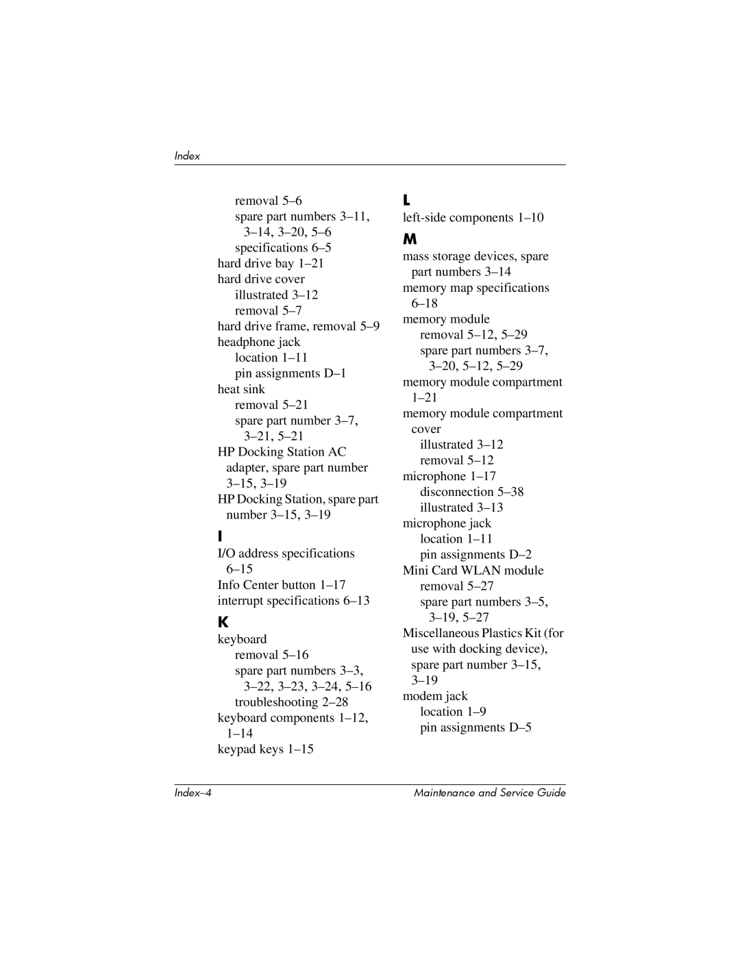 HP nx6315 manual Index-4 