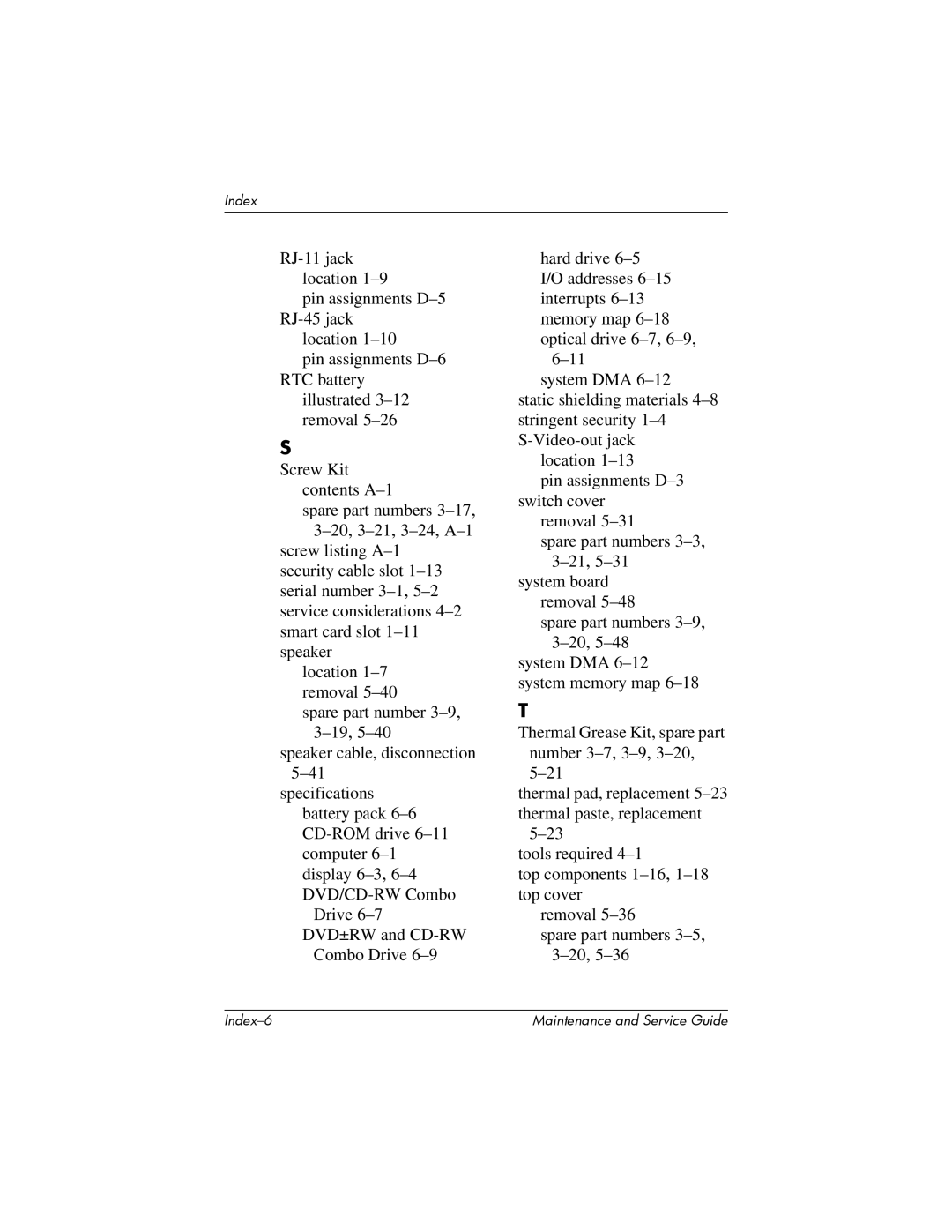 HP nx6315 manual Index-6 