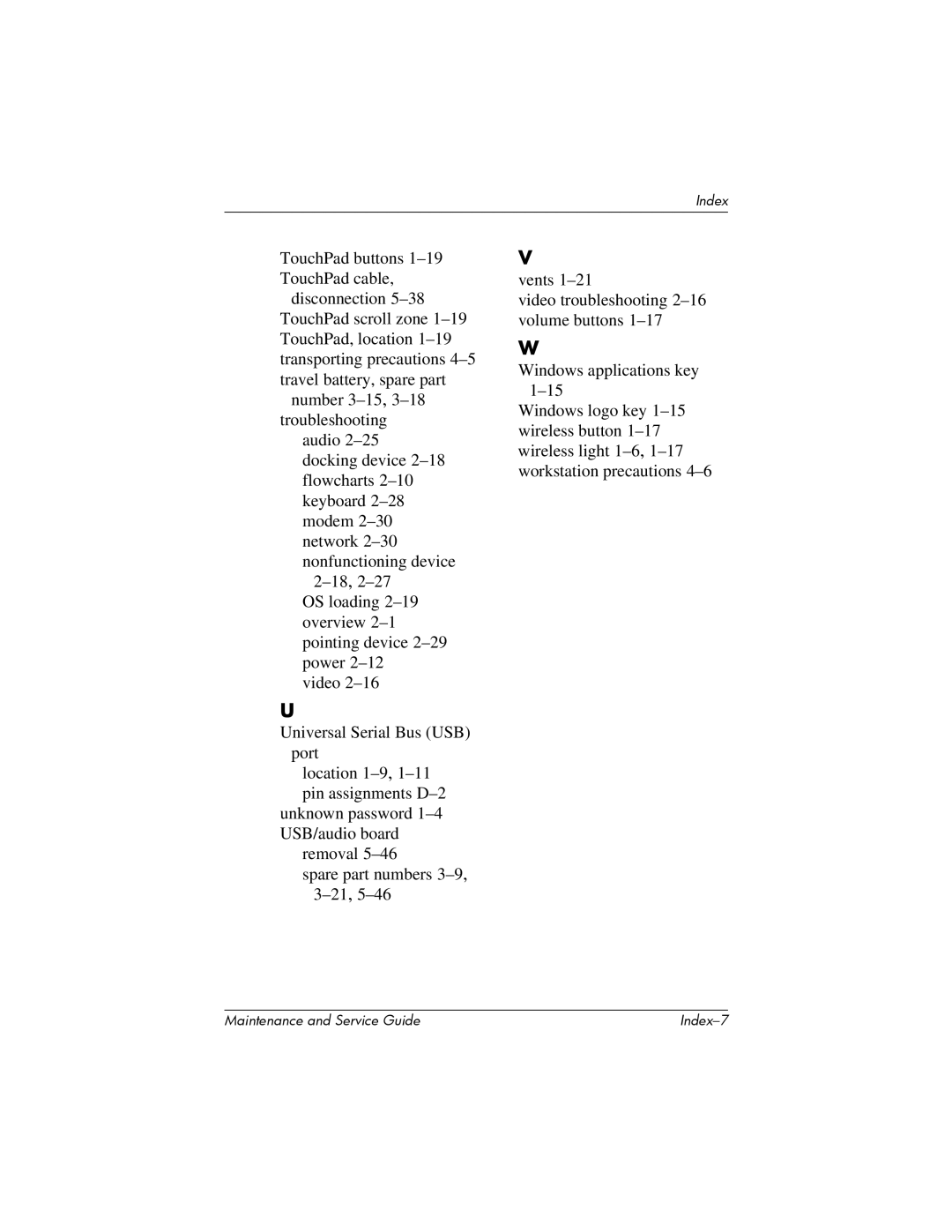 HP nx6315 manual Index-7 