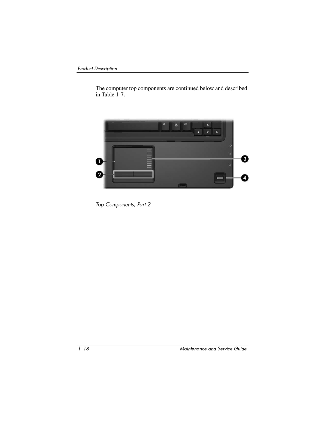 HP nx6315 manual Computer top components are below and described in Table 