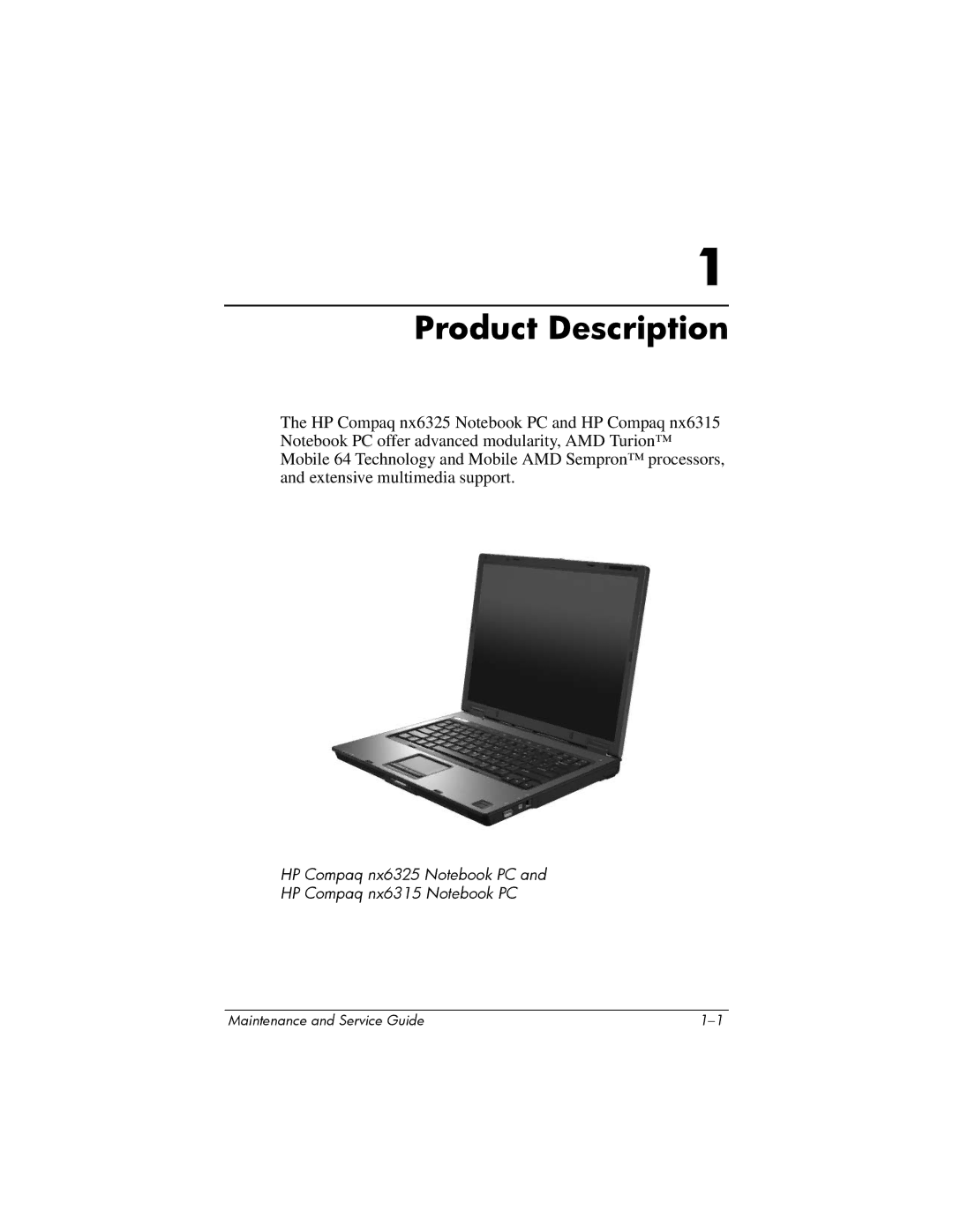 HP nx6315 manual Product Description 