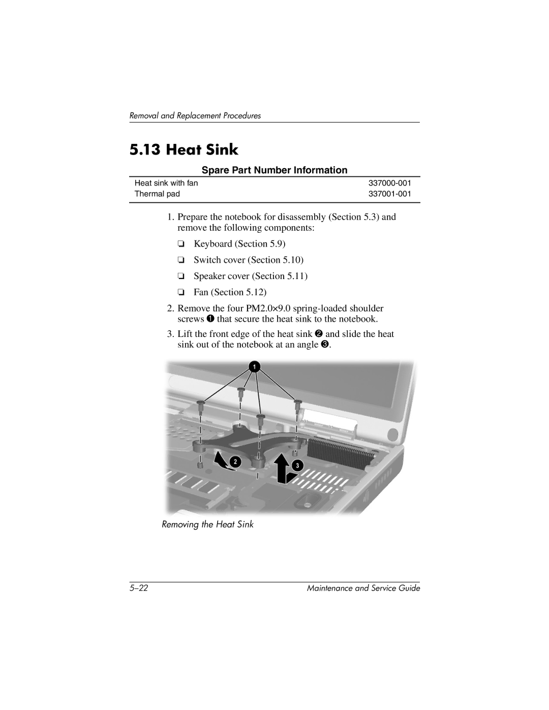 HP nx7000, X1000 manual Heat Sink 