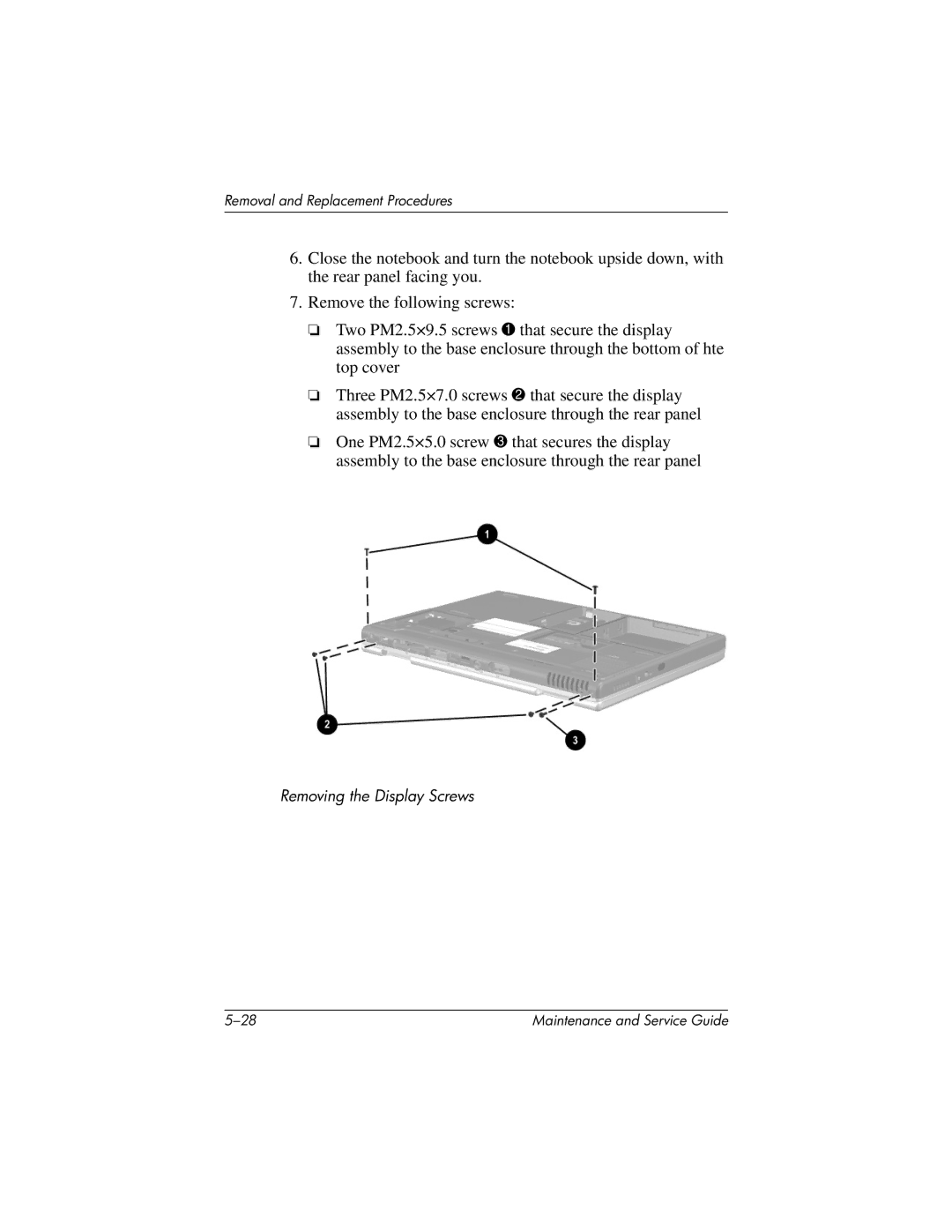 HP nx7000, X1000 manual Removing the Display Screws 