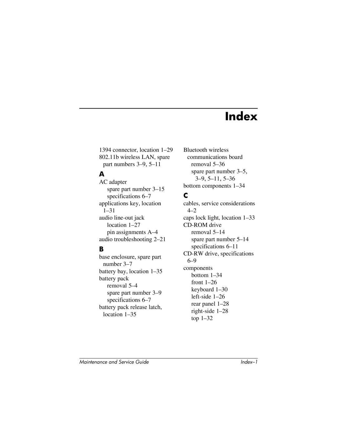 HP X1000, nx7000 manual Index 