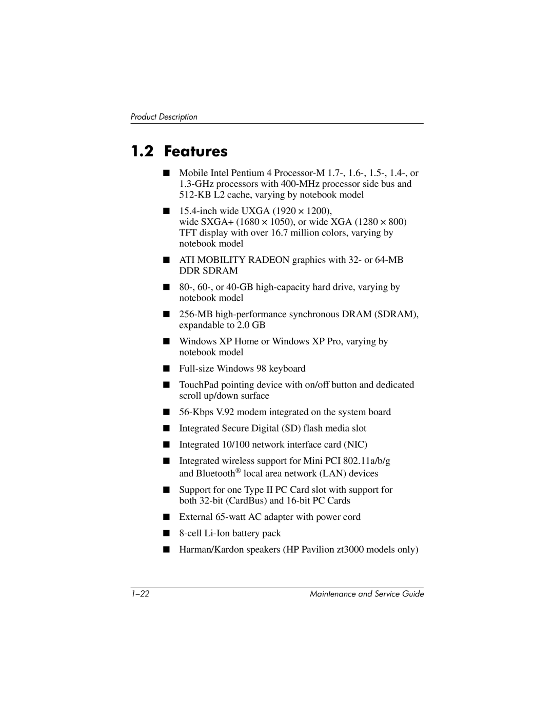 HP X1000, nx7000 manual Features 