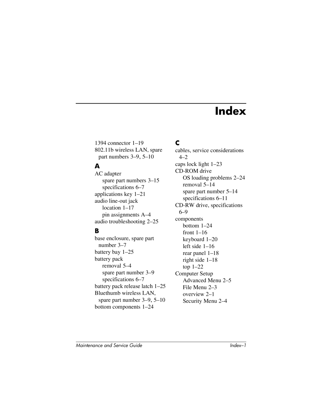 HP X1000, nx7000 manual Index 