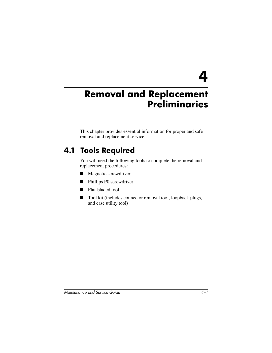 HP X1000, nx7000 manual Removal and Replacement Preliminaries, Tools Required 