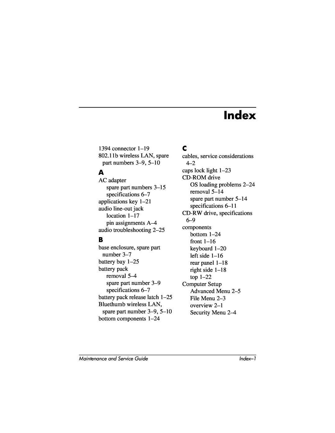 HP X1000, nx7000 manual Index 