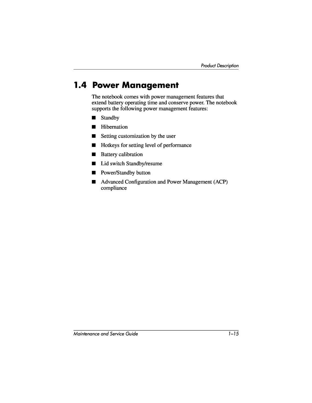 HP nx7000, X1000 manual Power Management 