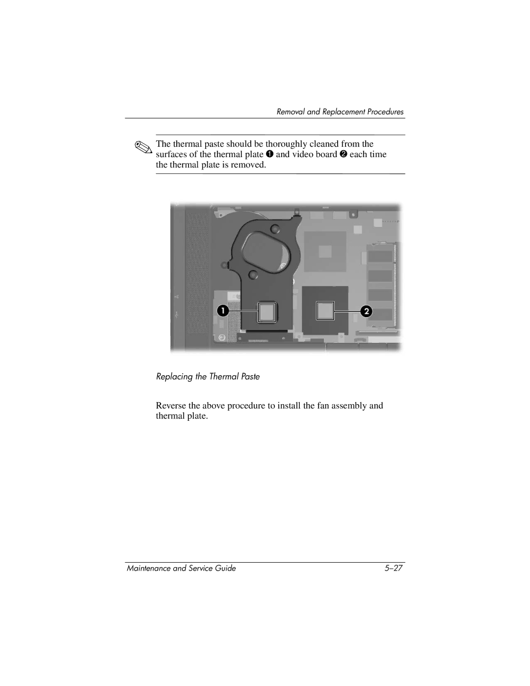 HP nw8440, nx8420 manual Replacing the Thermal Paste 