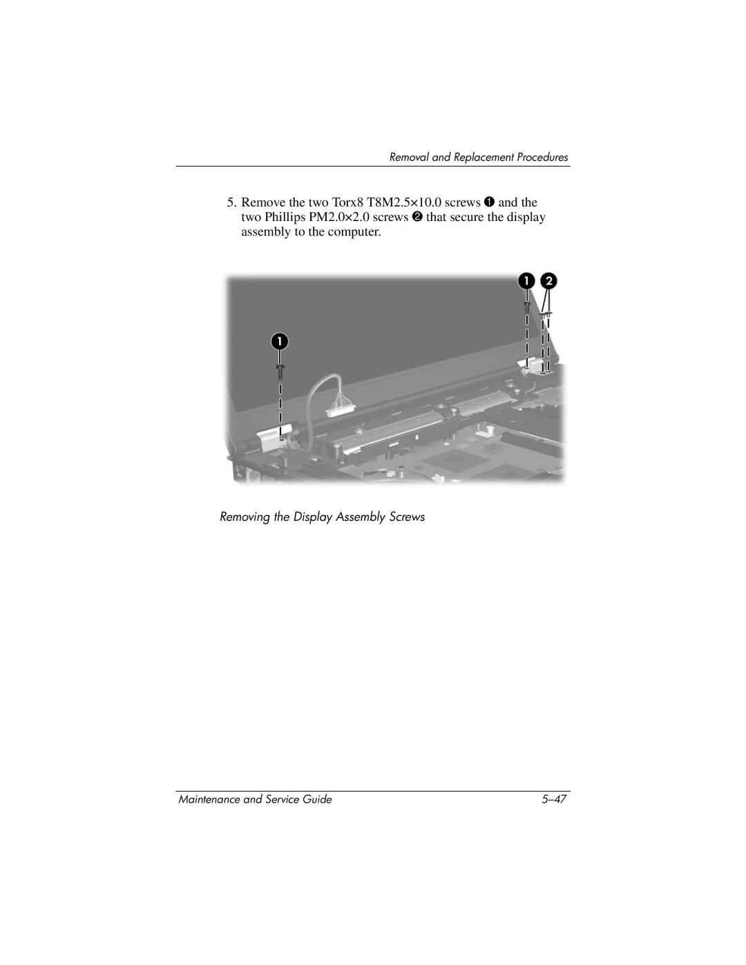 HP nw8440, nx8420 manual Removing the Display Assembly Screws 