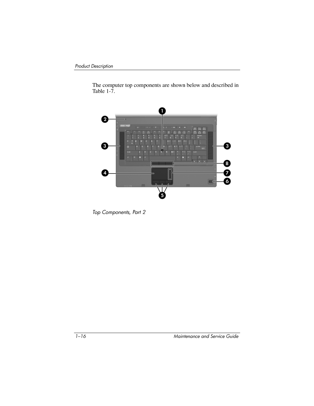 HP nx8420, nw8440 manual Top Components, Part 