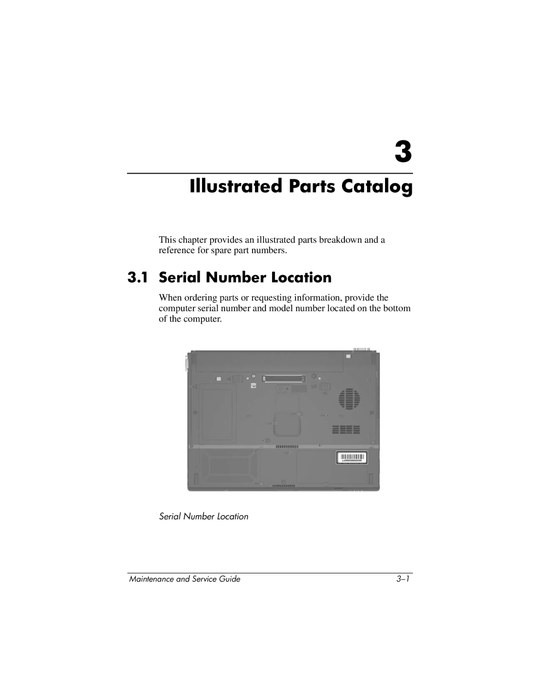 HP nw8440, nx8420 manual Illustrated Parts Catalog, Serial Number Location 