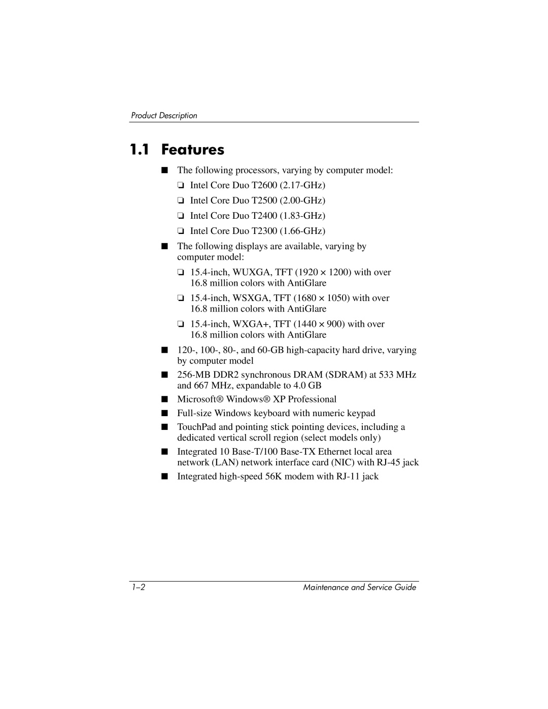 HP nx8420, nw8440 manual Features 