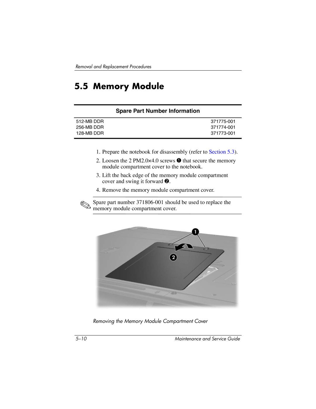 HP NX9030, NX9040, NX9020, ZE4900 manual Memory Module 