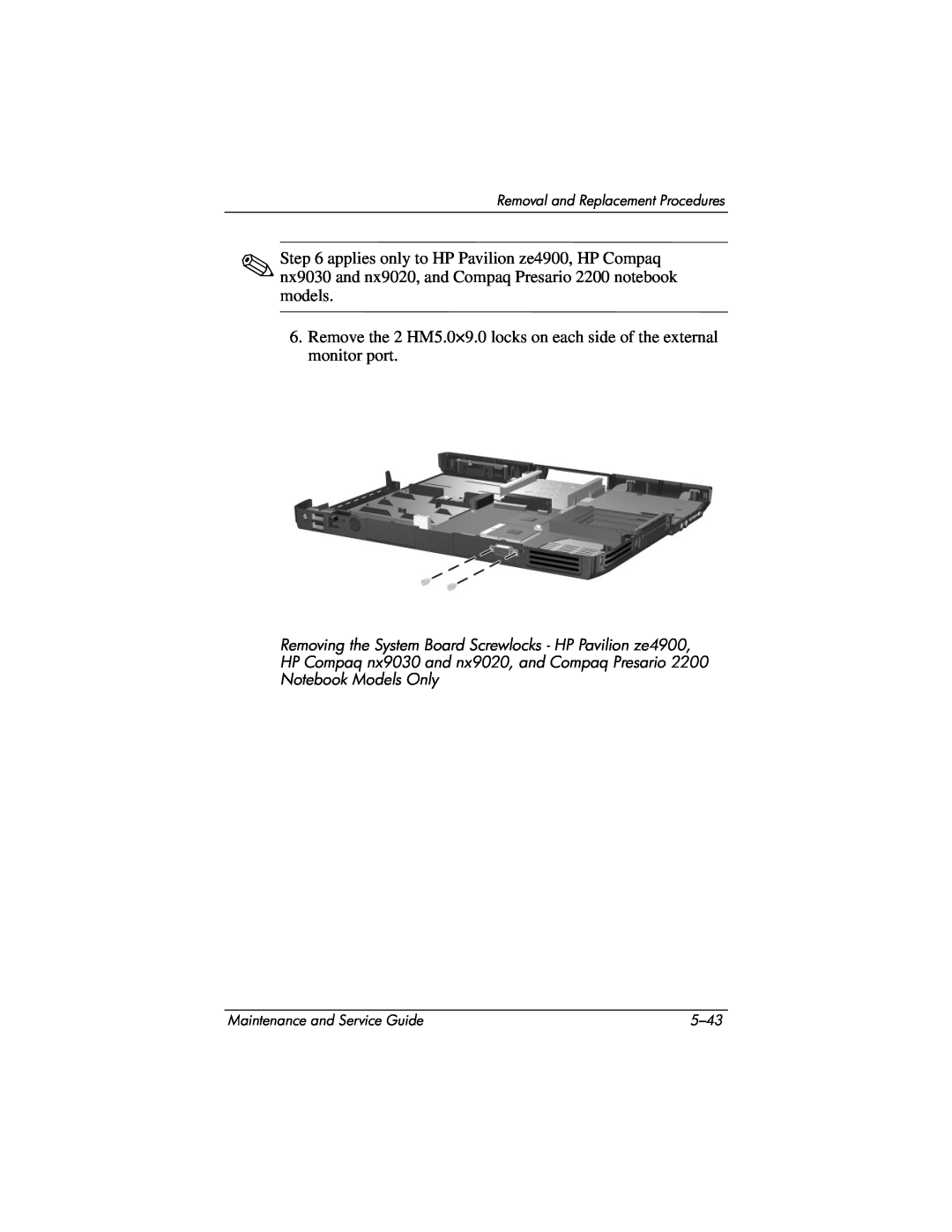 HP NX9020 manual applies only to HP Pavilion ze4900, HP Compaq nx9030 and nx9020, and Compaq Presario 2200 notebook models 