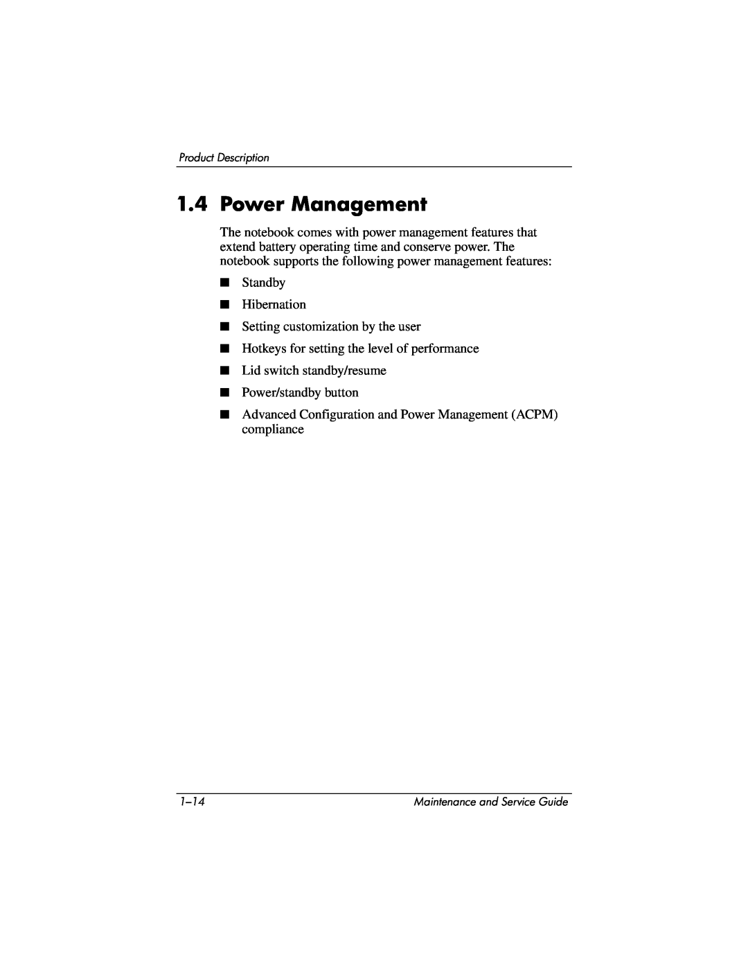 HP ZE4900, NX9040, NX9030, NX9020 manual Power Management 