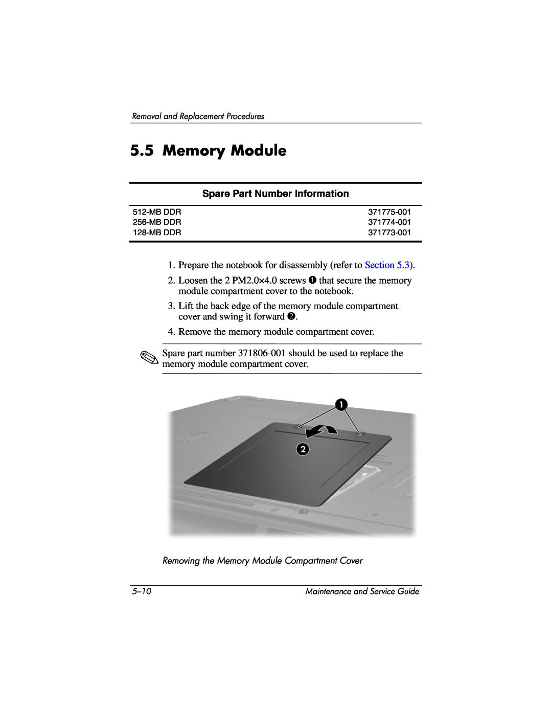 HP NX9030, NX9040, NX9020, ZE4900 manual Memory Module 