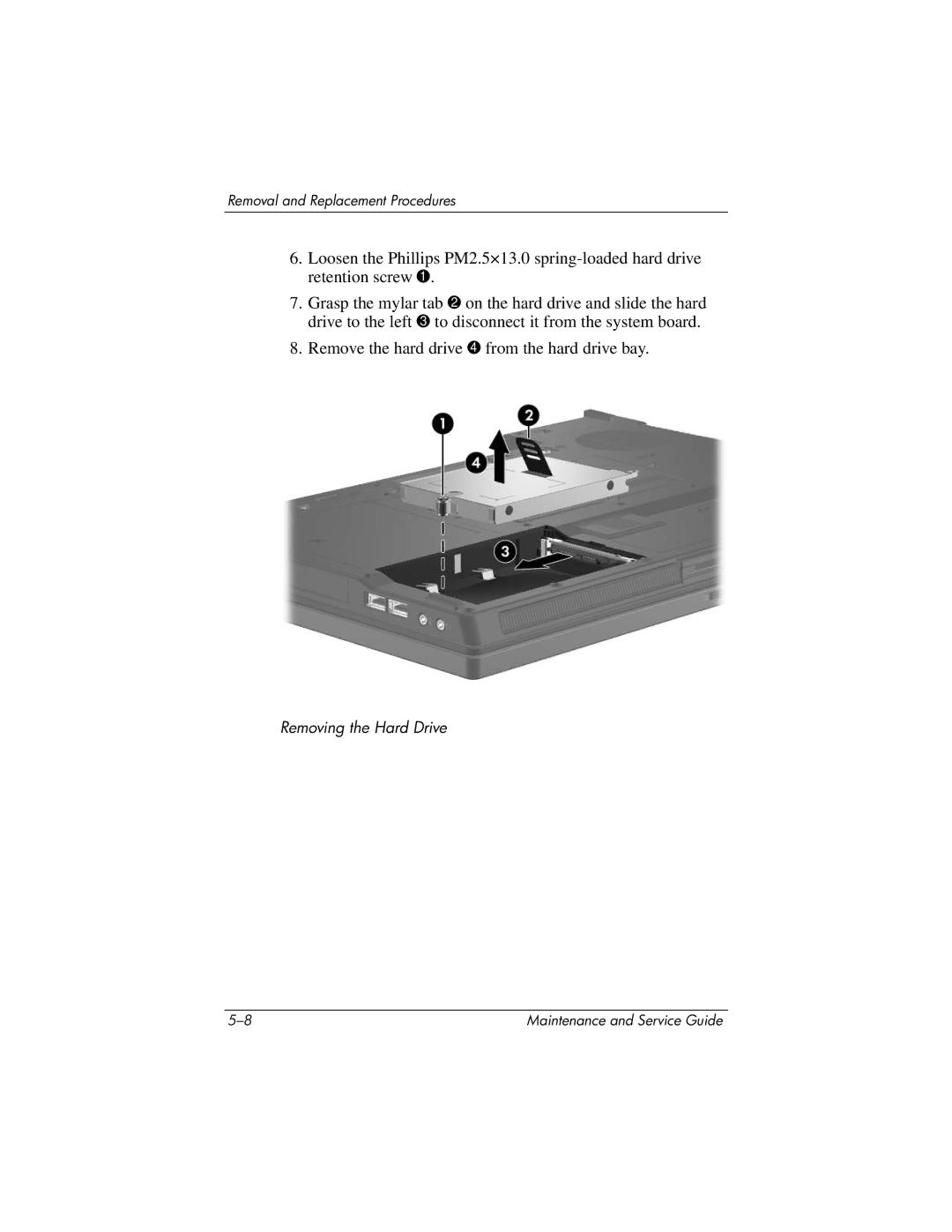 HP nx9420, nw9440 manual Removing the Hard Drive 