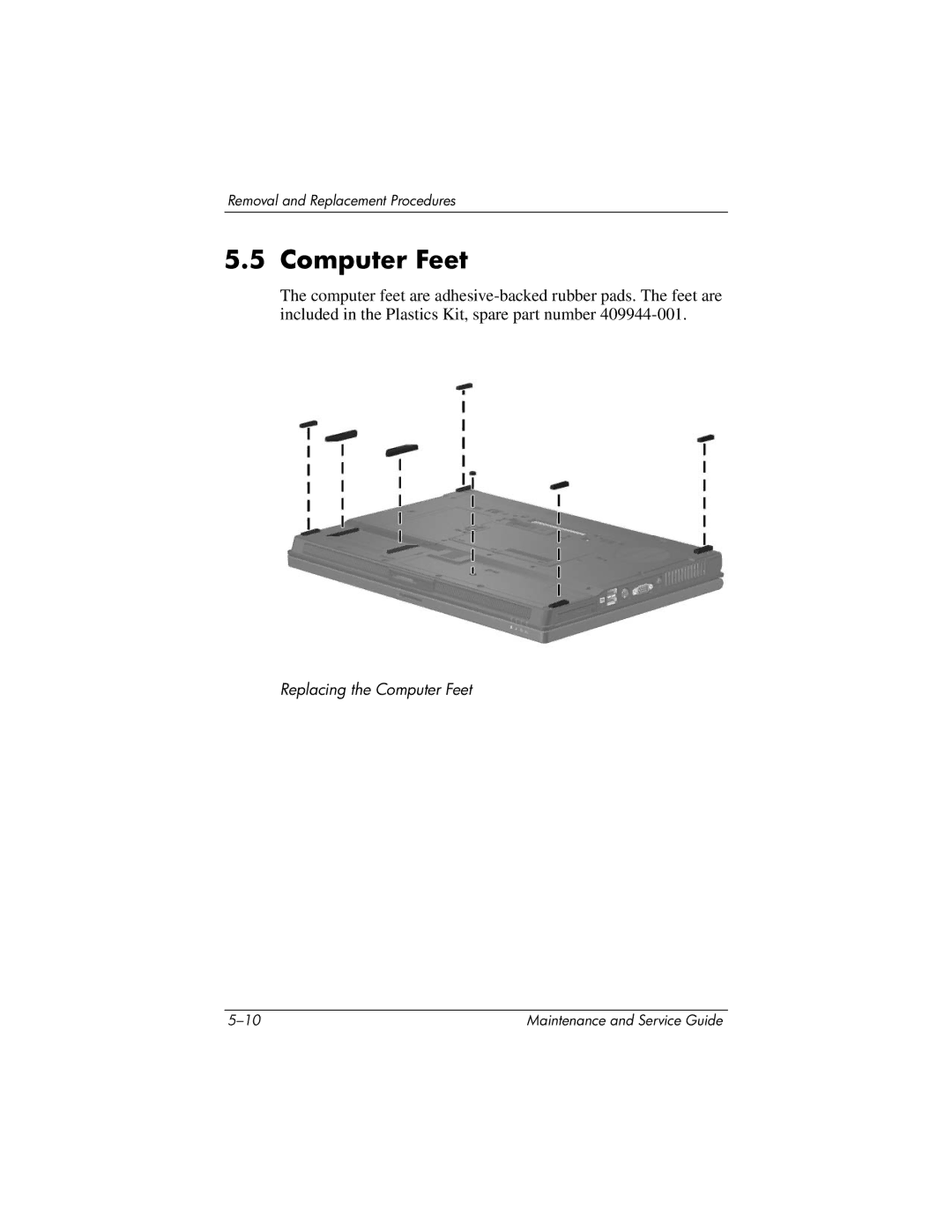 HP nx9420, nw9440 manual Computer Feet 