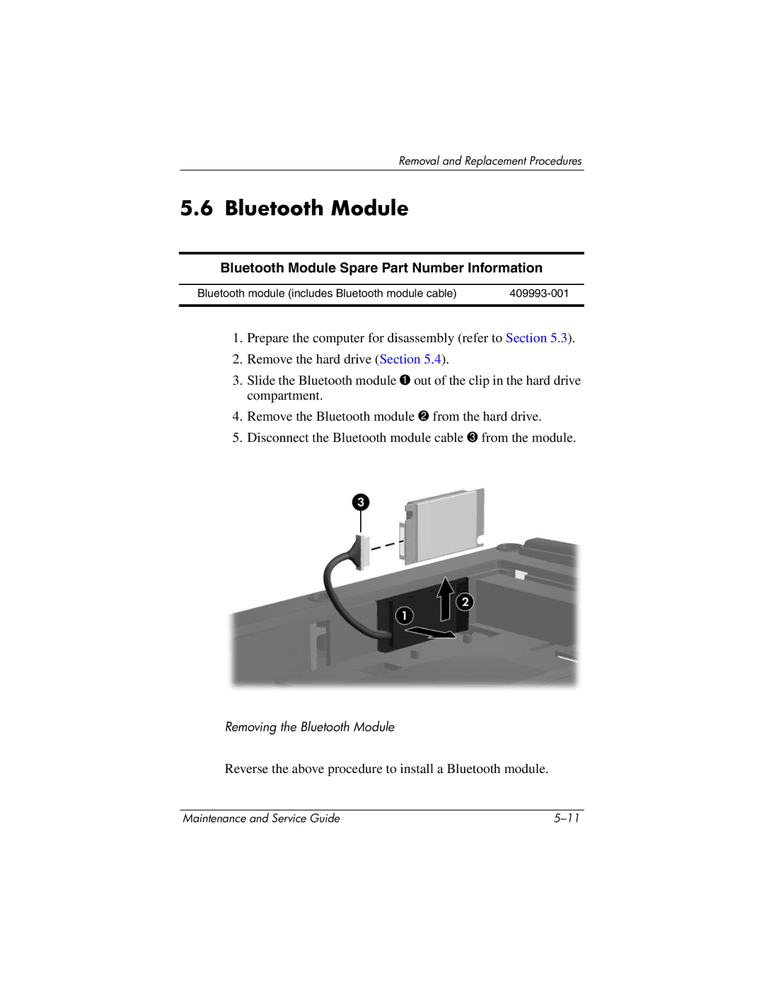 HP nw9440, nx9420 manual Bluetooth Module Spare Part Number Information 