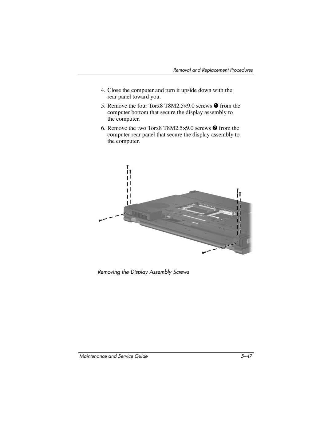 HP nw9440, nx9420 manual Removing the Display Assembly Screws 
