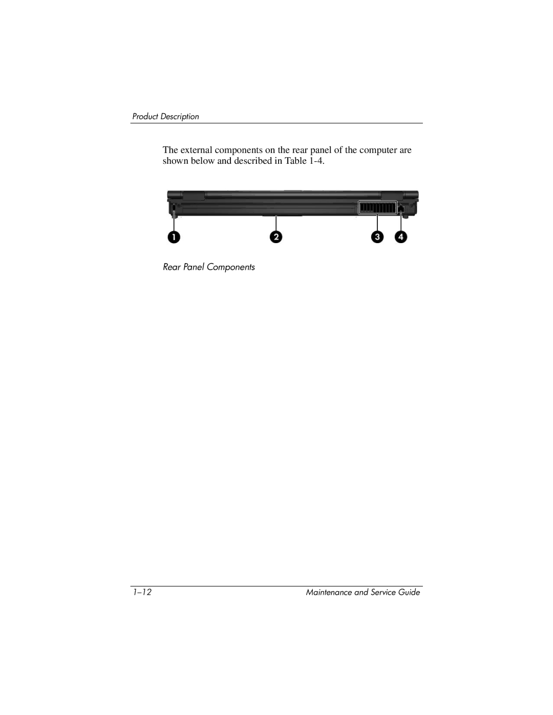 HP nx9420, nw9440 manual Rear Panel Components 