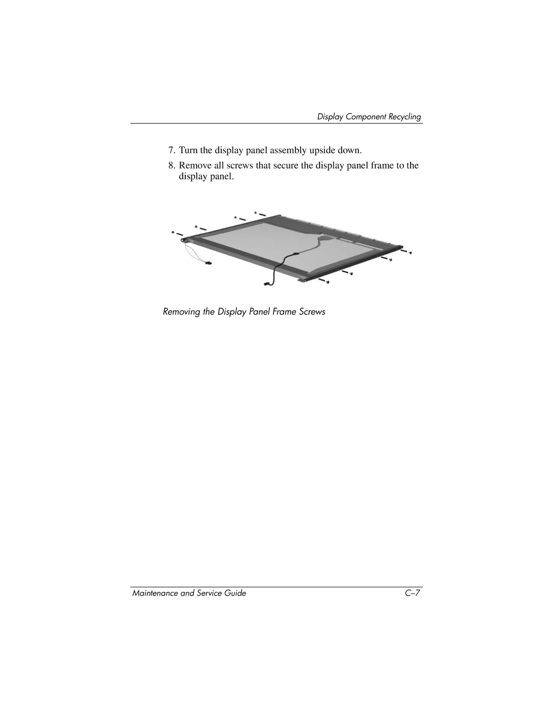 HP nw9440, nx9420 manual Removing the Display Panel Frame Screws 