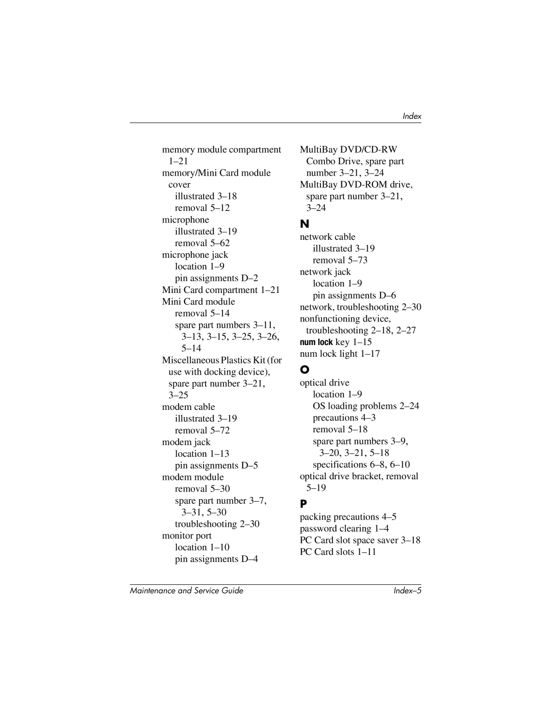 HP nw9440, nx9420 manual Troubleshooting 2-18,2-27num lock key 