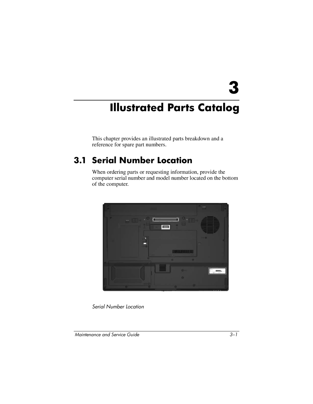 HP nw9440, nx9420 manual Illustrated Parts Catalog, Serial Number Location 