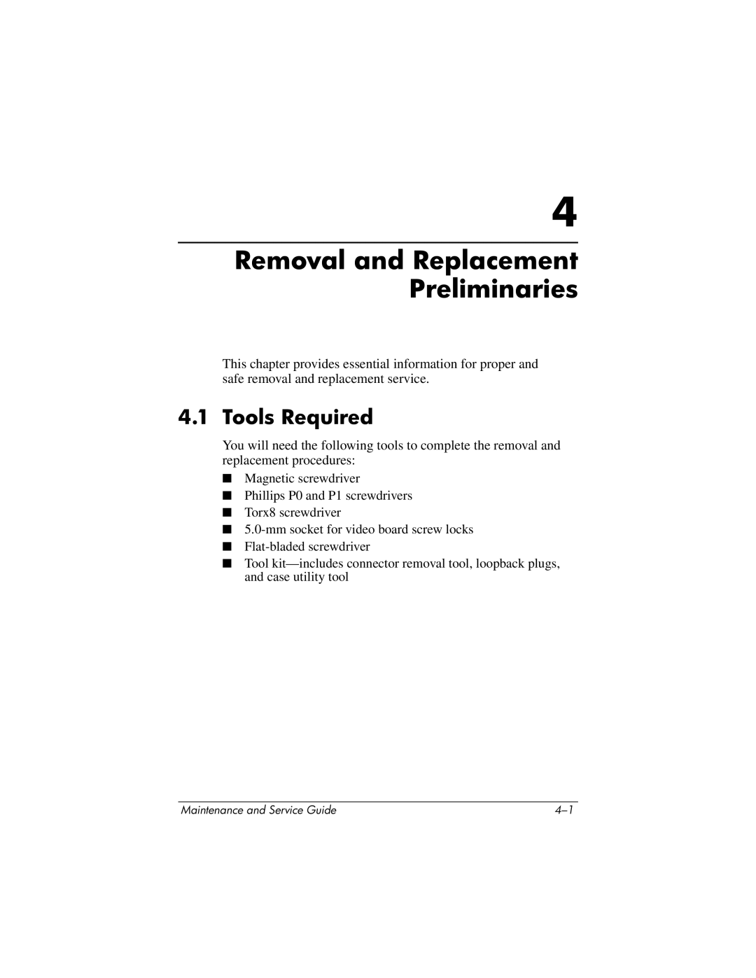 HP nw9440, nx9420 manual Removal and Replacement Preliminaries, Tools Required 