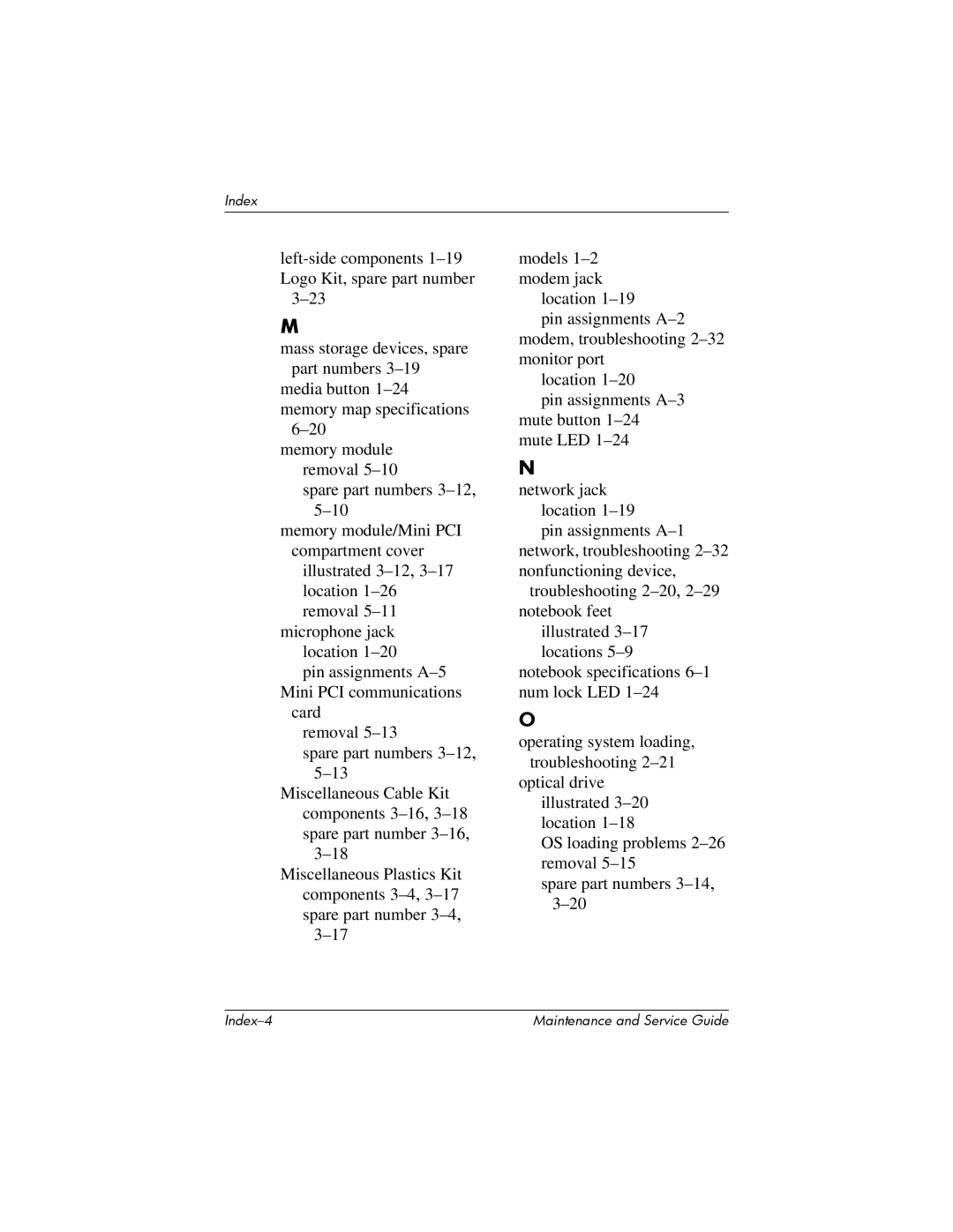 HP NX9500 manual Index-4 