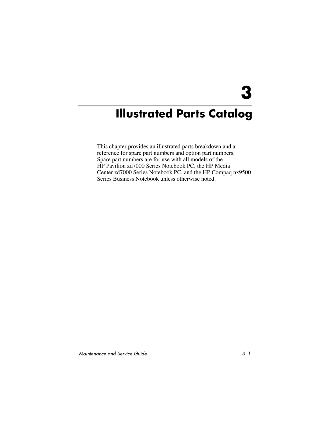 HP NX9500 manual Illustrated Parts Catalog 