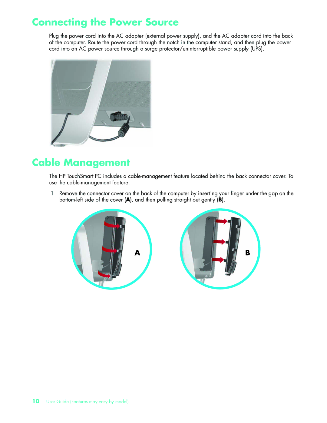 HP NY539AA, 575611-001 manual Connecting the Power Source, Cable Management 