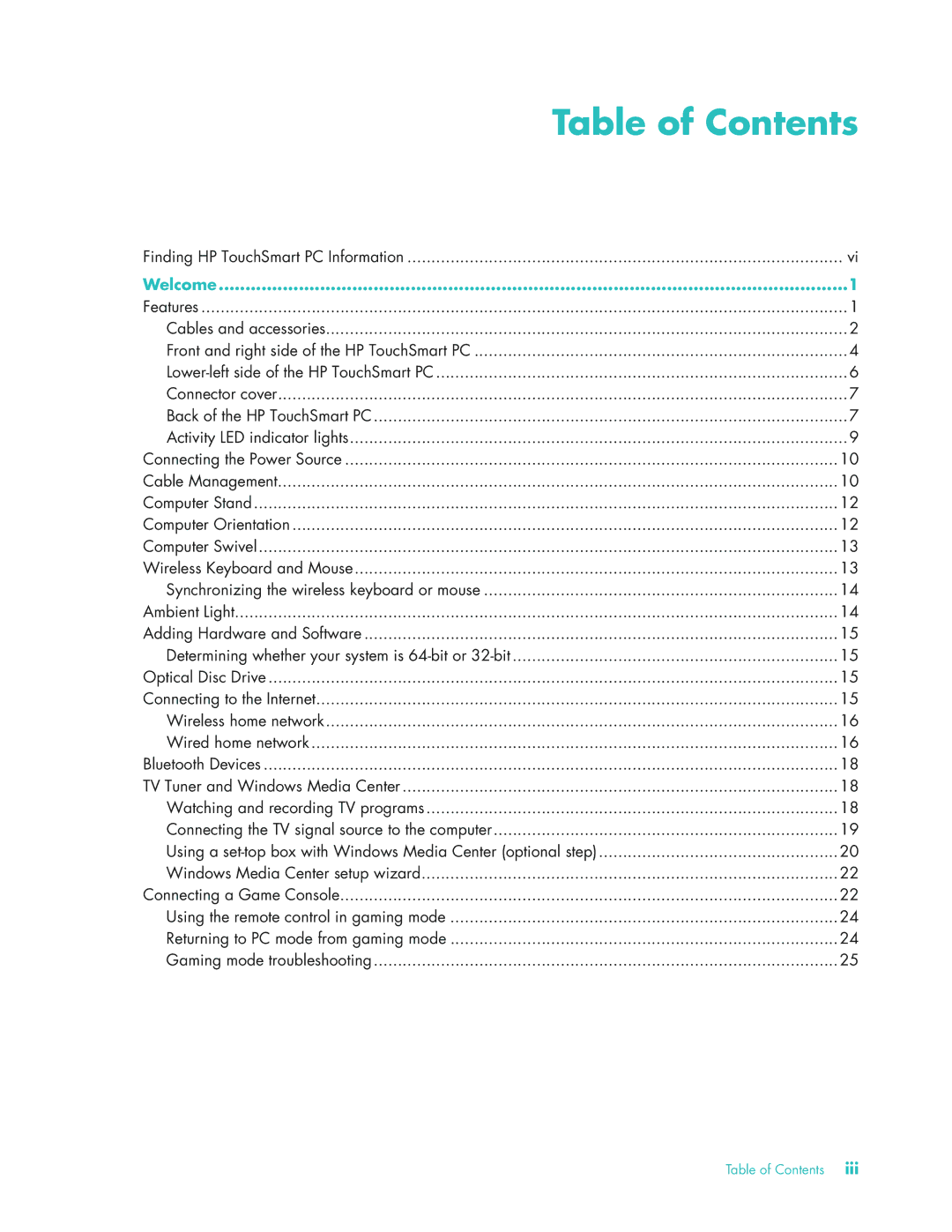 HP 575611-001, NY539AA manual Table of Contents 