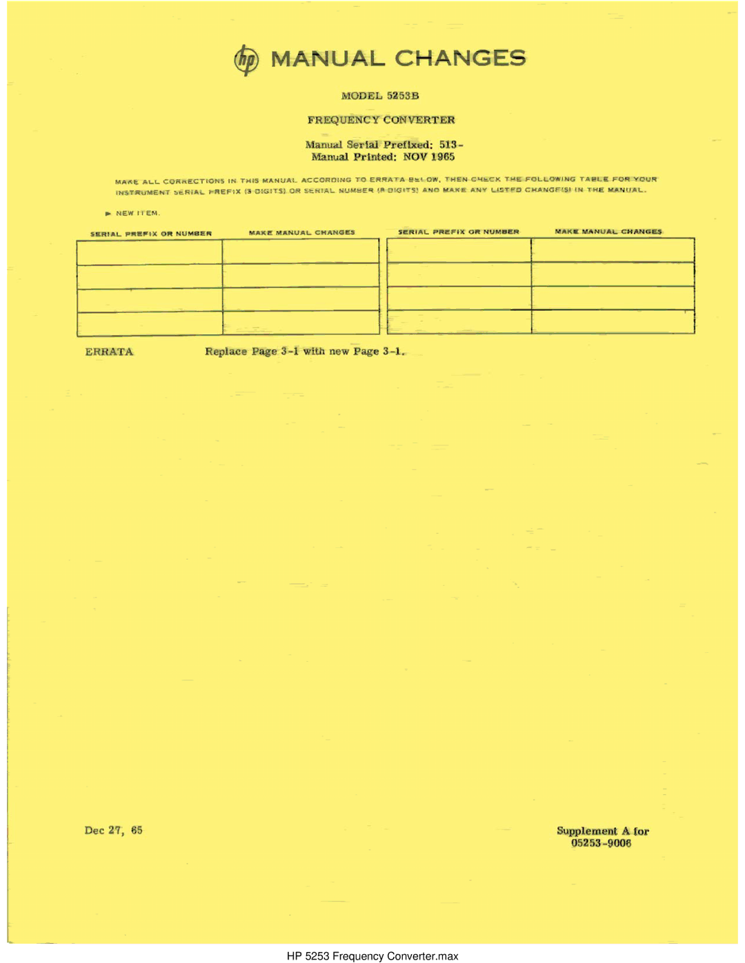 HP Office Headset 5253B manual HP 5253 Frequency Converter.max 