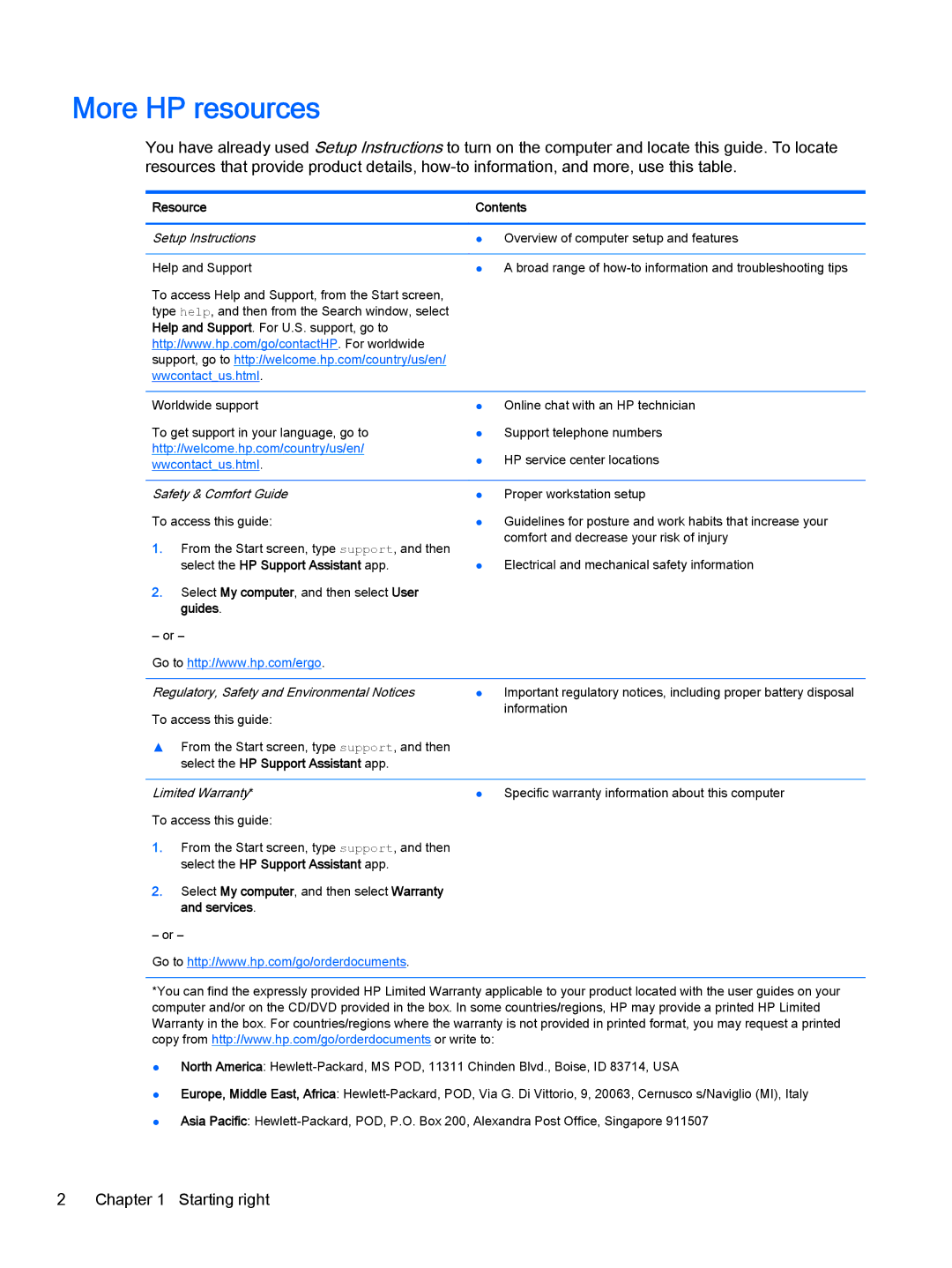 HP OMEN - 15t-5000 manual More HP resources, Resource Contents 