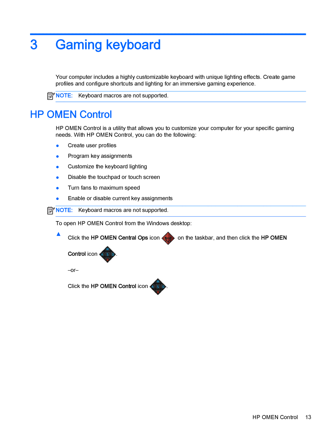 HP OMEN - 15t-5000 manual Gaming keyboard, HP Omen Control 