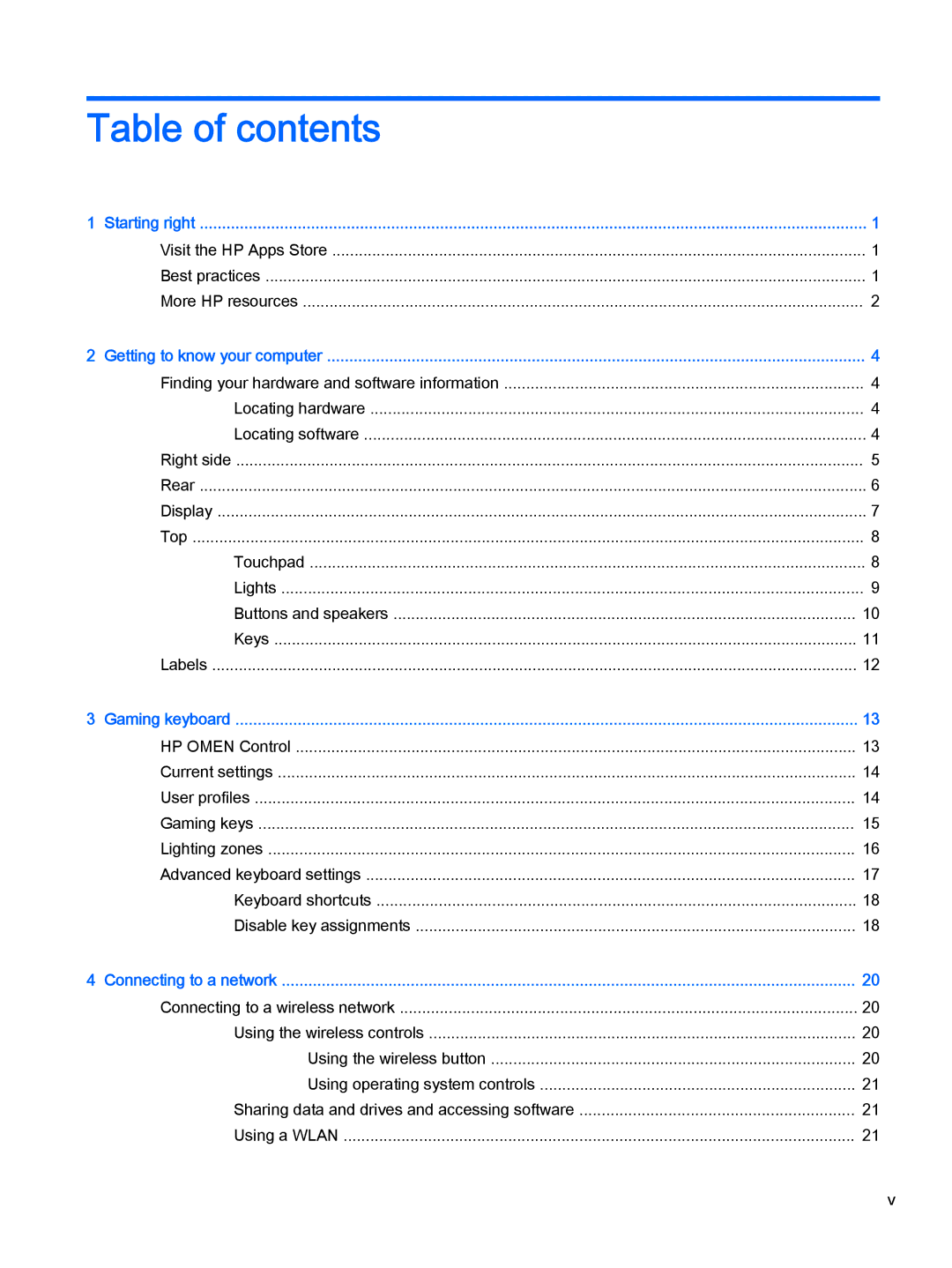 HP OMEN - 15t-5000 manual Table of contents 