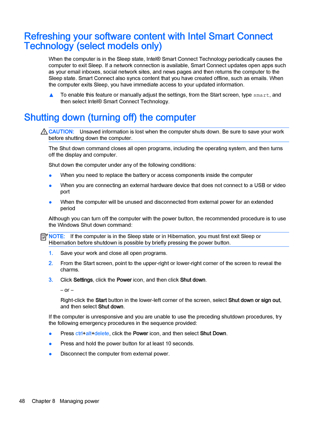 HP OMEN - 15t-5000 manual Shutting down turning off the computer 