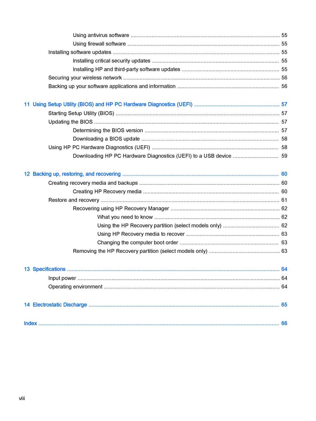 HP OMEN - 15t-5000 manual Viii 