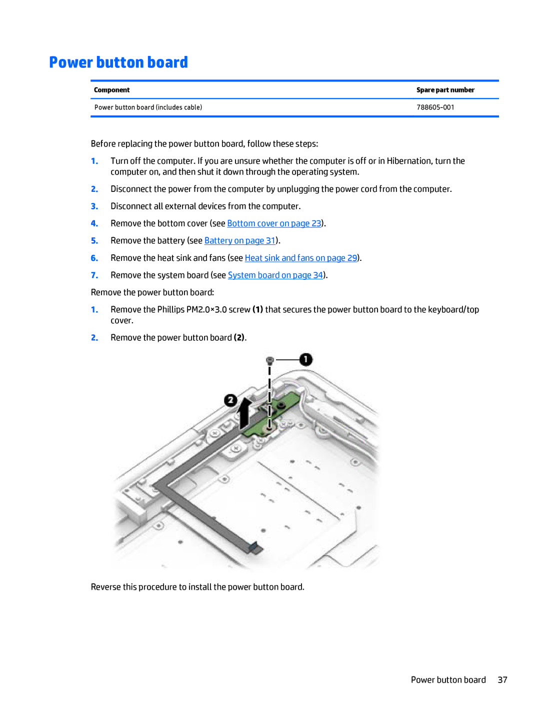HP OMEN - 15t-5000 manual Power button board 