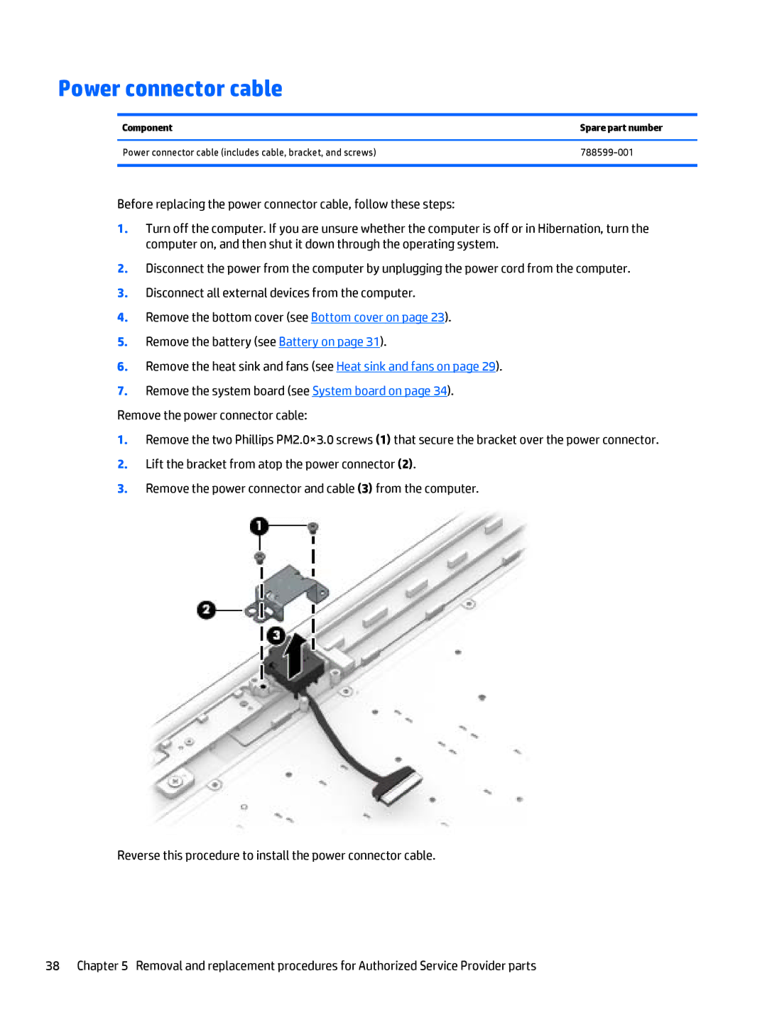 HP OMEN - 15t-5000 manual Power connector cable 